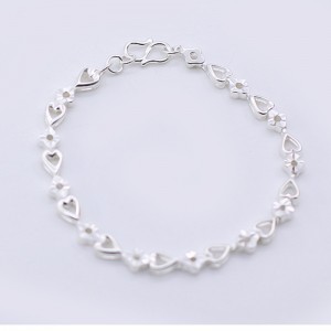 990 Silver Fashion Heart-to-Heart Flower Armband Temperament Silver Armband